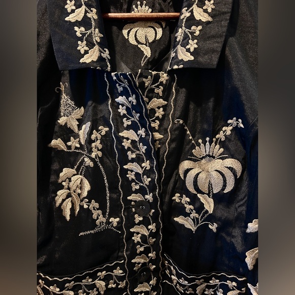 Size-L Whispers of Light Closet /Victor Costa Rare Embroidered Statement Jacket - Picture 7 of 16